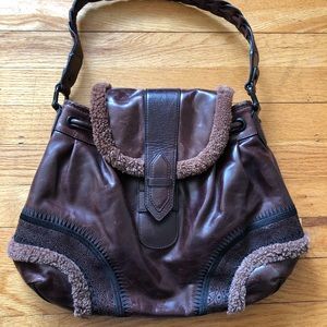 Cole haan shearling leather satchel (rare)